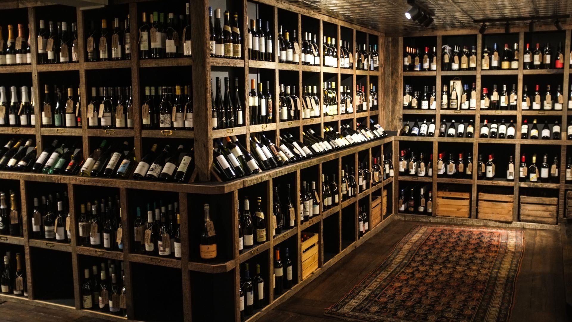 Wine shelves at Beckford Bottle Shop