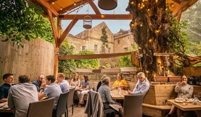 Al fresco out door terrace at Corkage