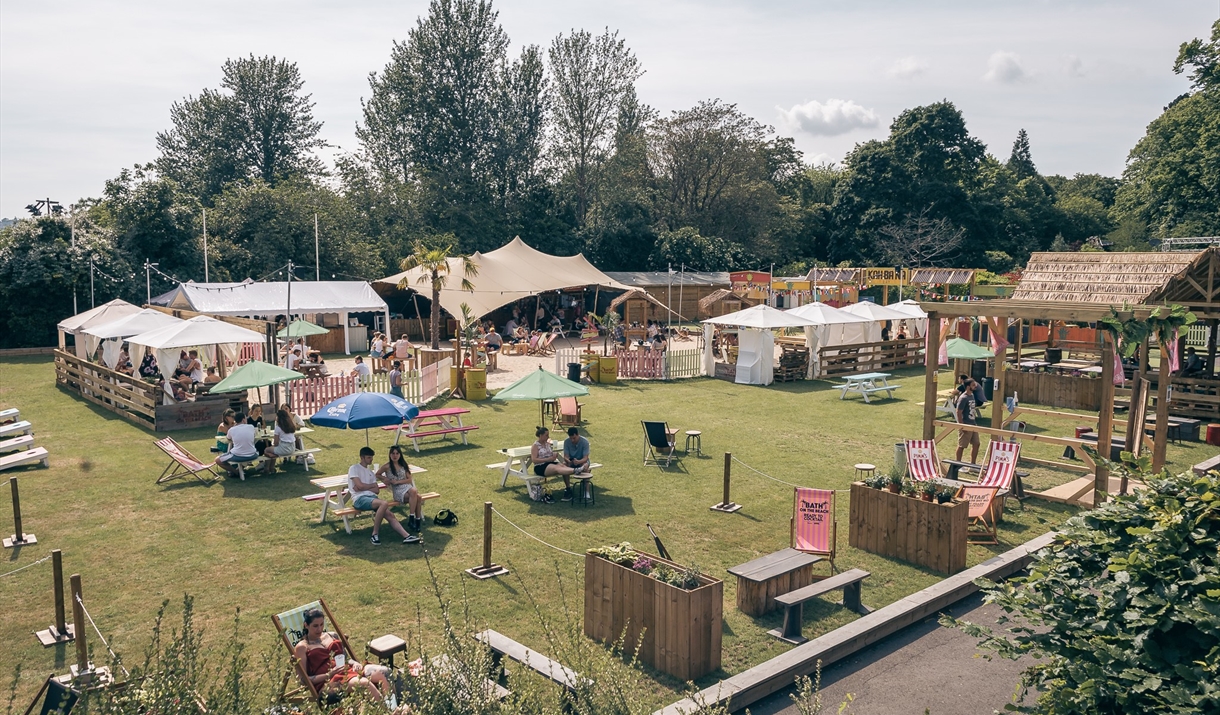 Picture of all the seating areas, benches, shacks etc