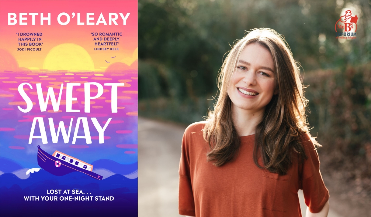 Beth O'Leary and the cover of her book.