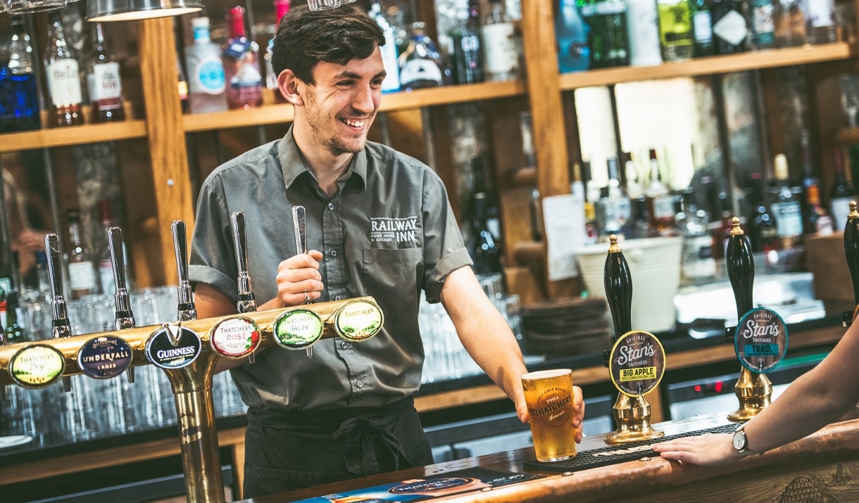 Barman serving drinks