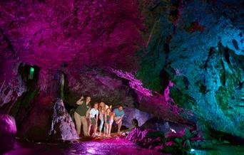 Group exploring the Wookey Hole Caves