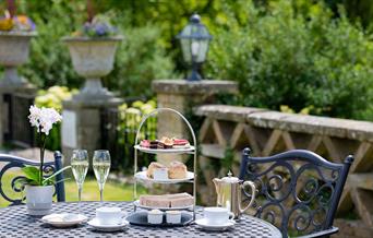 Afternoon tea on table outside