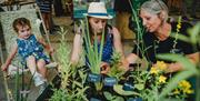 People looking at plants