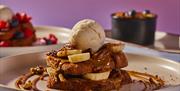 Banana and caramel sandwich with ice cream