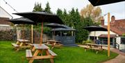 Garden, seating and outdoor bar at Ring o’ Bells
