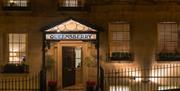 Exterior of The Queensberry Hotel in Bath by night